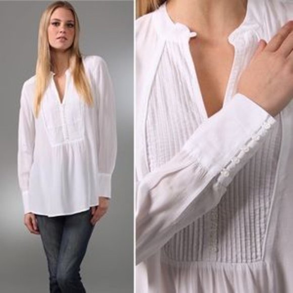 Free People White Pintuck Long Sleeve Tunic Blouse - Picture 13 of 16